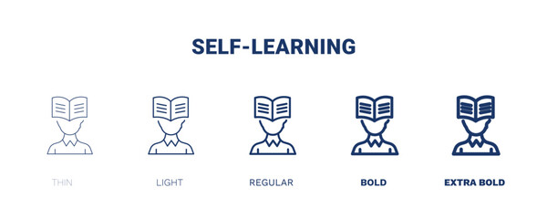 self-learning icon. Thin, light, regular, bold, black self-learning icon set from distance learning collection. Editable self-learning symbol can be used web and mobile
