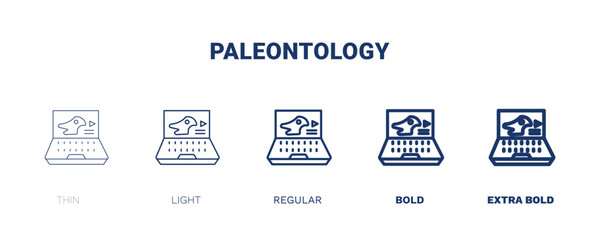 paleontology icon. Thin, light, regular, bold, black paleontology icon set from distance learning collection. Editable paleontology symbol can be used web and mobile