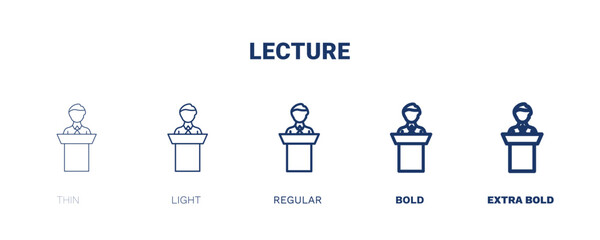 lecture icon. Thin, light, regular, bold, black lecture icon set from distance learning collection. Editable lecture symbol can be used web and mobile