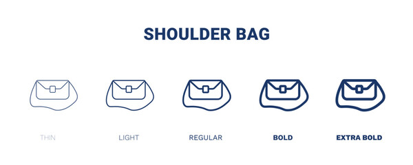 shoulder bag icon. Thin, light, regular, bold, black shoulder bag icon set from fashion and things  collection. Editable shoulder bag symbol can be used web and mobile