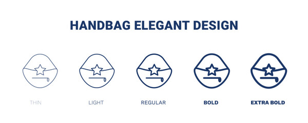 handbag elegant design icon. Thin, light, regular, bold, black handbag elegant design icon set from fashion and things  collection. Editable handbag elegant design symbol can be used web and mobile