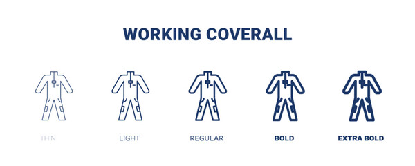 working coverall icon. Thin, light, regular, bold, black working coverall icon set from fashion and things  collection. Editable working coverall symbol can be used web and mobile