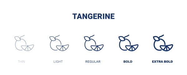 tangerine icon. Thin, light, regular, bold, black tangerine icon set from vegetables and fruits collection. Editable tangerine symbol can be used web and mobile