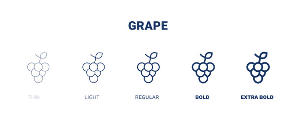 grape icon. Thin, light, regular, bold, black grape icon set from vegetables and fruits collection. Editable grape symbol can be used web and mobile