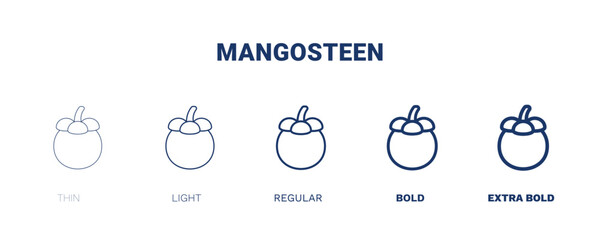 Fototapeta na wymiar mangosteen icon. Thin, light, regular, bold, black mangosteen icon set from vegetables and fruits collection. Editable mangosteen symbol can be used web and mobile