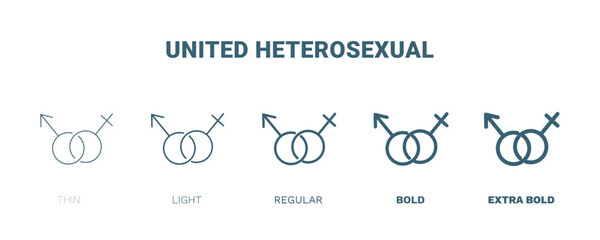 united heterosexual icon. Thin, light, regular, bold, black united heterosexual icon set from medical and healthcare collection. Editable united heterosexual symbol can be used web and mobile