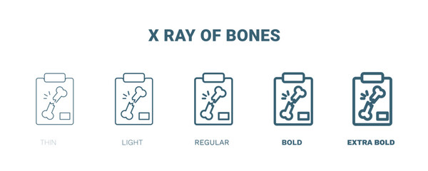 x ray of bones icon. Thin, light, regular, bold, black x ray of bones icon set from medical and healthcare collection. Editable x ray of bones symbol can be used web and mobile