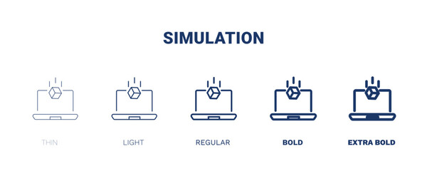 simulation icon. Thin, light, regular, bold, black simulation icon set from information technology collection. Editable simulation symbol can be used web and mobile