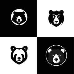 Animal icon-illustration set. Vector graphics silhouette, bears