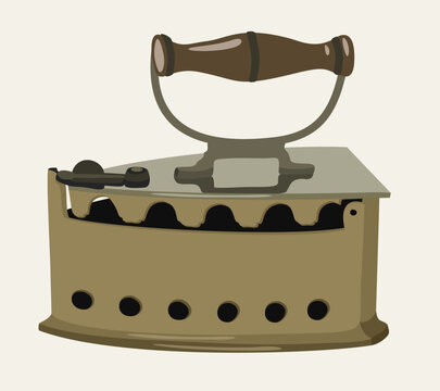 Vector illustration of vintage cast iron isolated on light background.