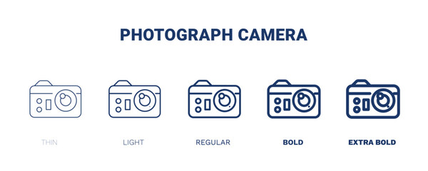 photograph camera icon. Thin, light, regular, bold, black photograph camera icon set from technology collection. Editable photograph camera symbol can be used web and mobile