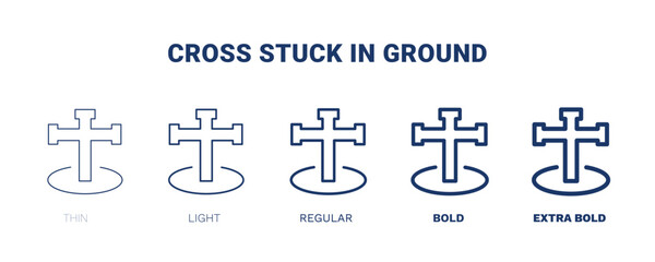 cross stuck in ground icon. Thin, light, regular, bold, black cross stuck in ground icon set from technology collection. Editable cross stuck in ground symbol can be used web and mobile