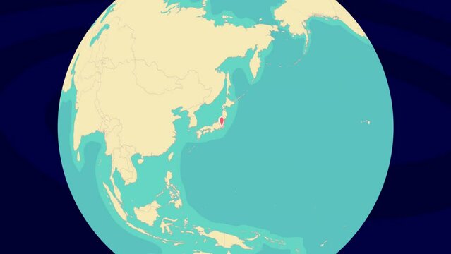 Zooming To Yokohama Location On Stylish World Globe