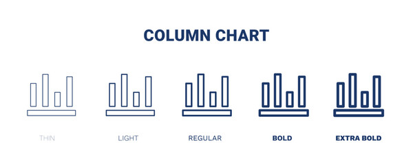 column chart icon. Thin, light, regular, bold, black column chart icon set from business and finance collection. Editable column chart symbol can be used web and mobile