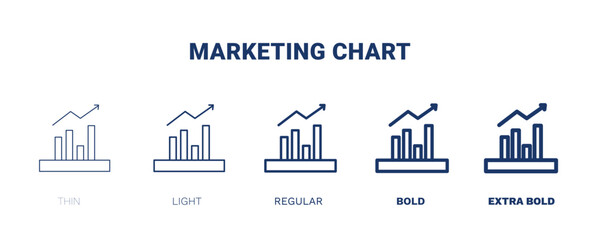 marketing chart icon. Thin, light, regular, bold, black marketing chart icon set from business and finance collection. Editable marketing chart symbol can be used web and mobile