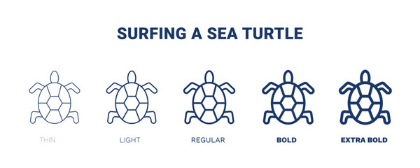surfing a sea turtle icon. Thin, light, regular, bold, black surfing a sea turtle icon set from culture and civilization collection. Editable surfing a sea turtle symbol can be used web and mobile