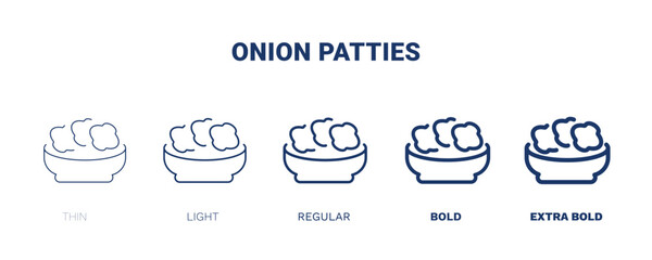 onion patties icon. Thin, light, regular, bold, black onion patties icon set from culture and civilization collection. Editable onion patties symbol can be used web and mobile