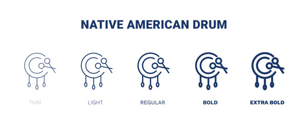 native american drum icon. Thin, light, regular, bold, black native american drum icon set from culture and civilization collection. Editable native american drum symbol can be used web and mobile