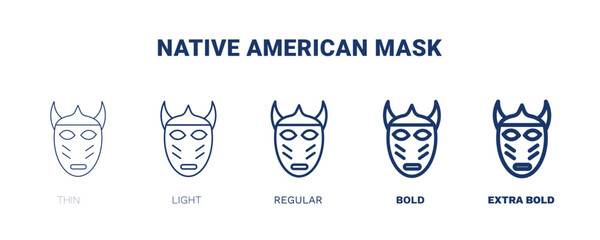 native american mask icon. Thin, light, regular, bold, black native american mask icon set from culture and civilization collection. Editable native american mask symbol can be used web and mobile
