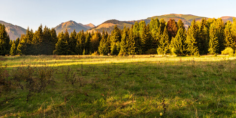 Autumn Western Tatras from meadow near Privylina village in Slovakia