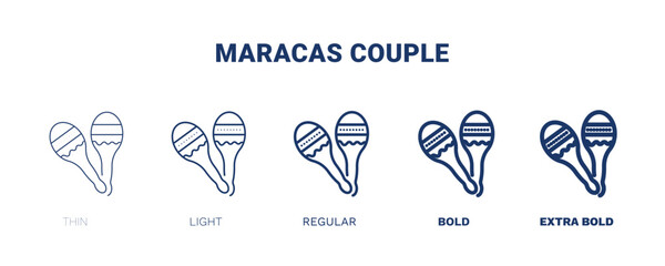 maracas couple icon. Thin, light, regular, bold, black maracas couple icon set from culture and civilization collection. Editable maracas couple symbol can be used web and mobile