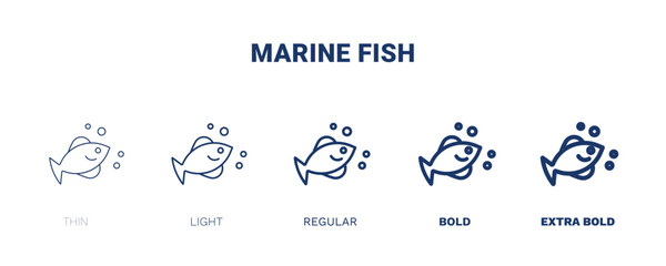 marine fish icon. Thin, light, regular, bold, black marine fish icon set from culture and civilization collection. Editable marine fish symbol can be used web and mobile