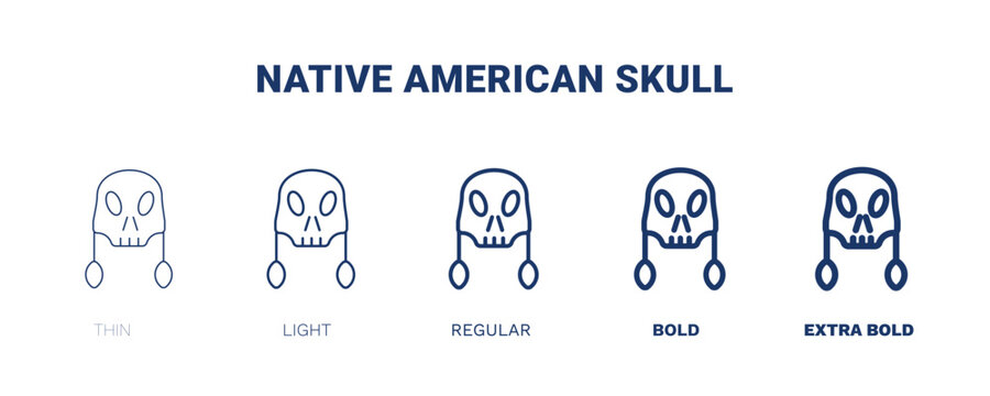 native american skull icon. Thin, light, regular, bold, black native american skull icon set from culture and civilization collection. Editable native american skull symbol can be used web and mobile
