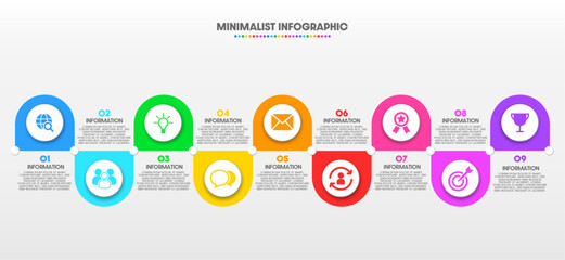 Business concept with infographic design 9 options.