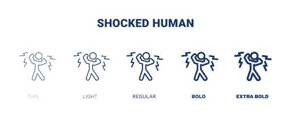 shocked human icon. Thin, light, regular, bold, black shocked human icon set from feeling and reaction collection. Editable shocked human symbol can be used web and mobile