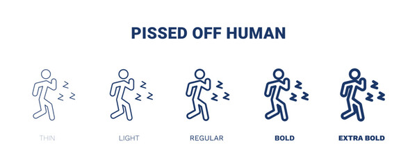 Fototapeta na wymiar pissed off human icon. Thin, light, regular, bold, black pissed off human icon set from feeling and reaction collection. Editable pissed off human symbol can be used web and mobile