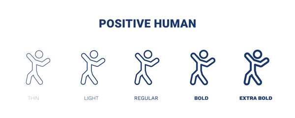positive human icon. Thin, light, regular, bold, black positive human icon set from feeling and reaction collection. Editable positive human symbol can be used web and mobile