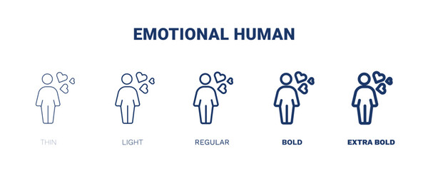 emotional human icon. Thin, light, regular, bold, black emotional human icon set from feeling and reaction collection. Editable emotional human symbol can be used web and mobile