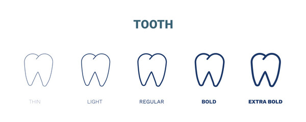 tooth icon. Thin, light, regular, bold, black tooth icon set from medical collection. Editable tooth symbol can be used web and mobile