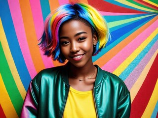 African american teenager hipster girl. Generative AI