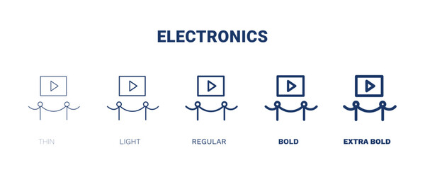 electronics icon. Thin, light, regular, bold, black electronics icon set from museum and exhibition collection. Editable electronics symbol can be used web and mobile