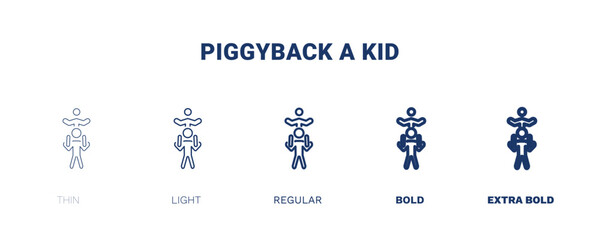 piggyback a kid icon. Thin, light, regular, bold, black piggyback a kid icon set from behavior and action collection. Editable piggyback a kid symbol can be used web and mobile