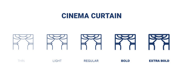 cinema curtain icon. Thin, light, regular, bold, black cinema curtain icon set from cinema and theater collection. Editable cinema curtain symbol can be used web and mobile