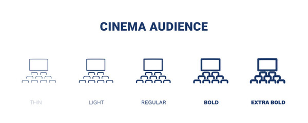 cinema audience icon. Thin, light, regular, bold, black cinema audience icon set from cinema and theater collection. Editable cinema audience symbol can be used web and mobile