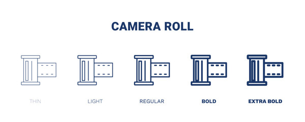 camera roll icon. Thin, light, regular, bold, black camera roll icon set from cinema and theater collection. Editable camera roll symbol can be used web and mobile