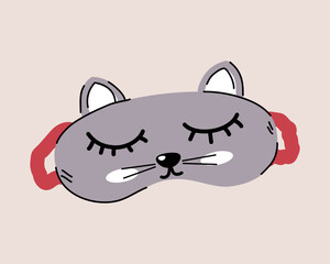 Sleep mask in the form of a cat. Vector stock illustration. isolated. trendy design. hand drawn. Doodle
