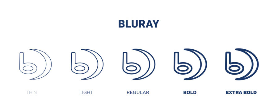 bluray icon. Thin, light, regular, bold, black bluray icon set from hardware and equipment collection. Editable bluray symbol can be used web and mobile