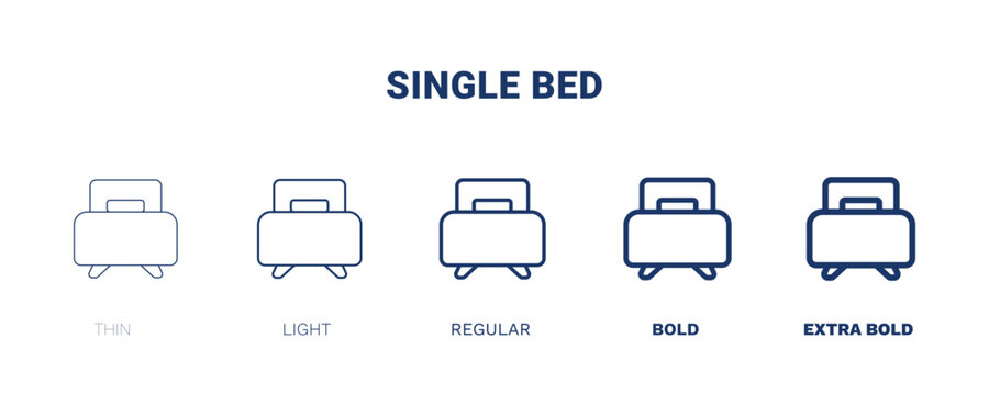 single bed icon. Thin, light, regular, bold, black single bed icon set from hotel and restaurant collection. Editable single bed symbol can be used web and mobile