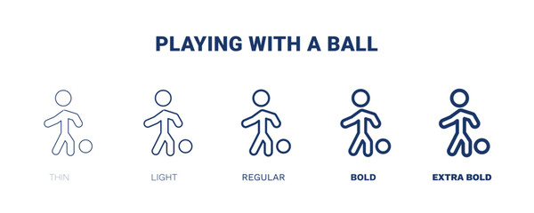playing with a ball icon. Thin, light, regular, bold, black playing with a ball icon set from humans and behavior collection. Editable playing with a ball symbol can be used web and mobile