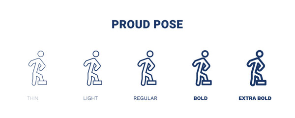 proud pose icon. Thin, light, regular, bold, black proud pose icon set from humans and behavior collection. Editable proud pose symbol can be used web and mobile
