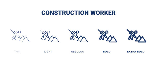 construction worker icon. Thin, light, regular, bold, black construction worker icon set from humans and behavior collection. Editable construction worker symbol can be used web and mobile