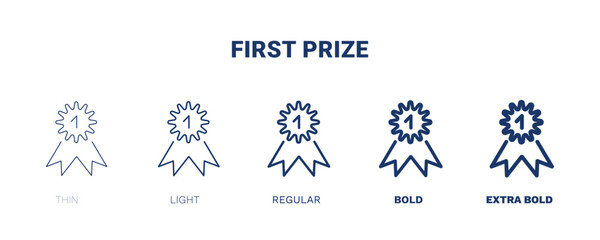 first prize icon. Thin, light, regular, bold, black first prize icon set from humans and behavior collection. Editable first prize symbol can be used web and mobile