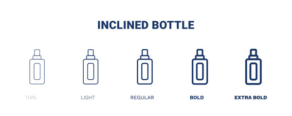 inclined bottle icon. Thin, light, regular, bold, black inclined bottle icon set from beauty and elegance collection. Editable inclined bottle symbol can be used web and mobile