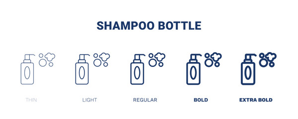 shampoo bottle icon. Thin, light, regular, bold, black shampoo bottle icon set from beauty and elegance collection. Editable shampoo bottle symbol can be used web and mobile