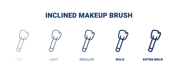 inclined makeup brush icon. Thin, light, regular, bold, black inclined makeup brush icon set from beauty and elegance collection. Editable inclined makeup brush symbol can be used web and mobile