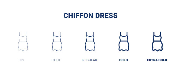 chiffon dress icon. Thin, light, regular, bold, black chiffon dress icon set from clothes and outfit collection. Editable chiffon dress symbol can be used web and mobile